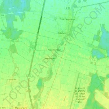 Carte topographique Niederentzen, altitude, relief