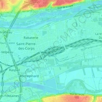 Carte topographique Saint-Pierre-des-Corps, altitude, relief