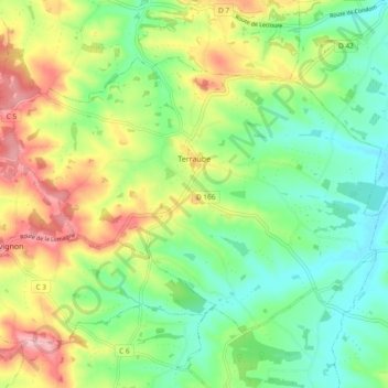 Carte topographique Terraube, altitude, relief