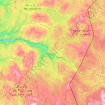 Carte topographique Meråker, altitude, relief