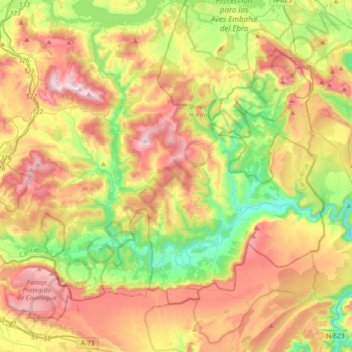 Carte topographique Valderredible, altitude, relief