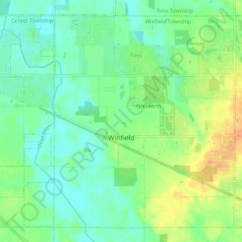 Carte topographique Winfield, altitude, relief