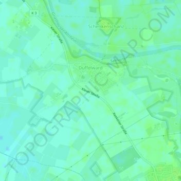 Carte topographique Düffelward, altitude, relief