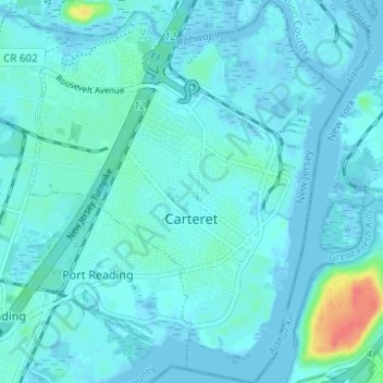Carte topographique Carteret, altitude, relief