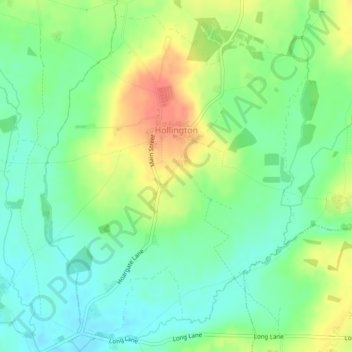 Carte topographique Hollington CP, altitude, relief