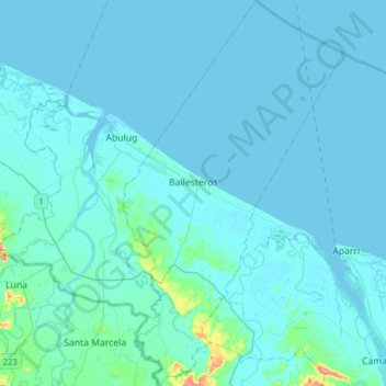 Carte topographique Ballesteros, altitude, relief
