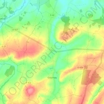 Carte topographique Gournay, altitude, relief