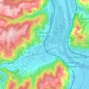 Carte topographique Saint-Jean-de-Muzols, altitude, relief