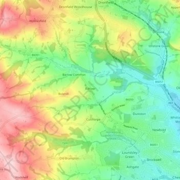 Carte topographique Barlow, altitude, relief