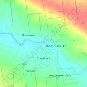 Carte topographique Uspenivka, altitude, relief