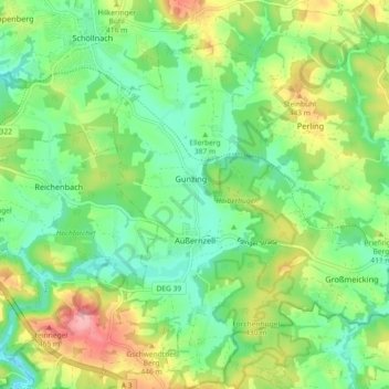 Carte topographique Außernzell, altitude, relief