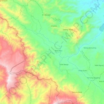 Carte topographique Mekakau Ilir, altitude, relief