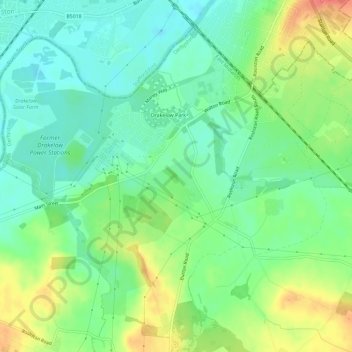 Carte topographique Drakelow, altitude, relief