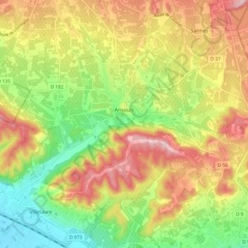 Carte topographique Ansouis, altitude, relief