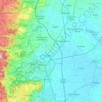 Carte topographique 63200, altitude, relief