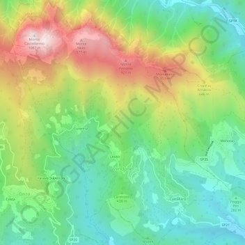Carte topographique Vendone, altitude, relief