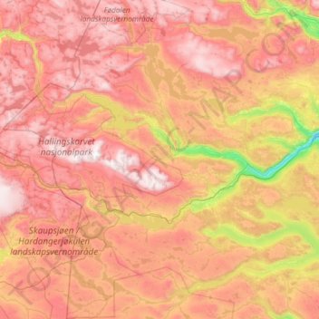 Carte topographique Buskerud, altitude, relief