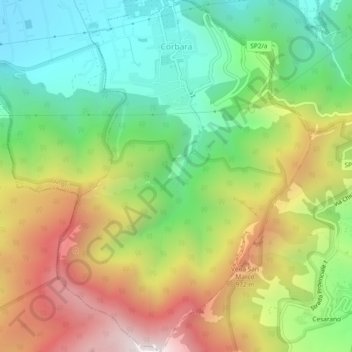 Carte topographique Corbara, altitude, relief