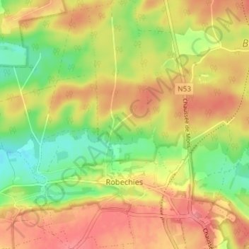 Carte topographique Robechies, altitude, relief