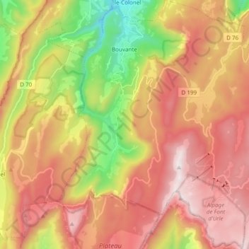 Carte topographique Bouvante, altitude, relief