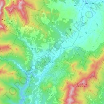Carte topographique Stowe, altitude, relief
