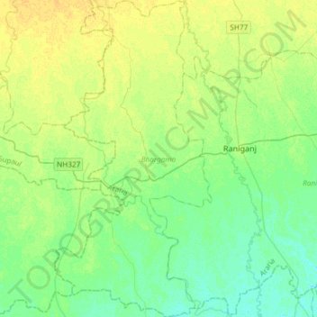 Carte topographique Bhargama, altitude, relief