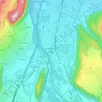 Carte topographique Le Pont-de-Claix, altitude, relief