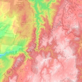 Carte topographique Cabramurra, altitude, relief