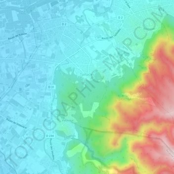 Carte topographique Taillades, altitude, relief