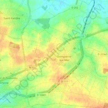 Carte topographique Dompierre-sur-Mer, altitude, relief