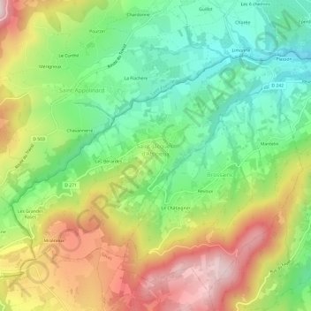 Carte topographique Saint-Jacques-d'Atticieux, altitude, relief