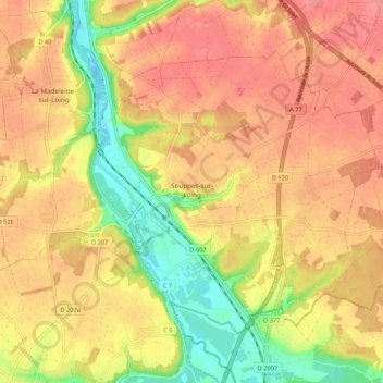 Carte topographique Souppes-sur-Loing, altitude, relief