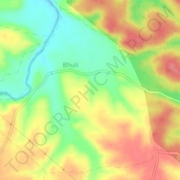 Carte topographique Bhuli, altitude, relief