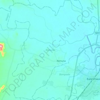 Carte topographique Remuna, altitude, relief