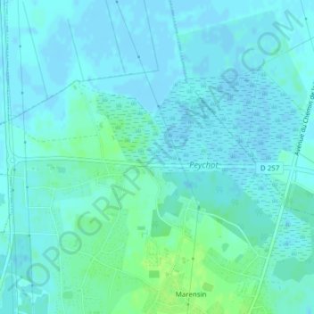 Carte topographique 33440, altitude, relief