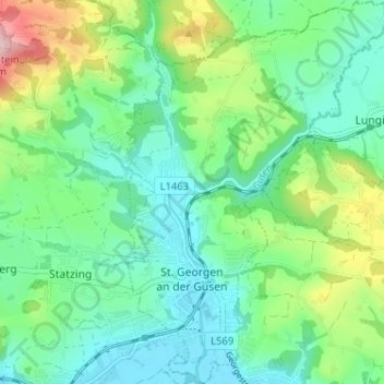 Carte topographique St. Georgen an der Gusen, altitude, relief