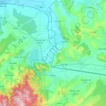 Carte topographique Marca, altitude, relief