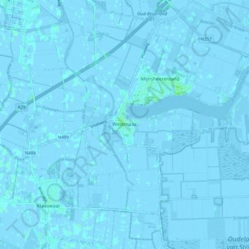 Carte topographique Westmaas, altitude, relief