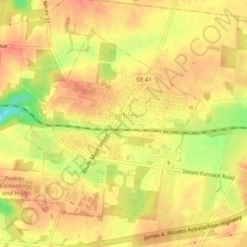 Carte topographique Peebles, altitude, relief