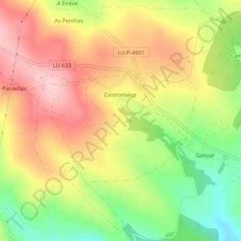 Carte topographique Castromaior, altitude, relief