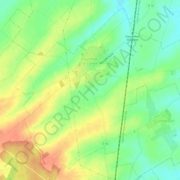 Carte topographique Courcelles-le-Comte, altitude, relief