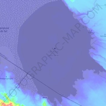 Carte topographique Lac Assal, altitude, relief