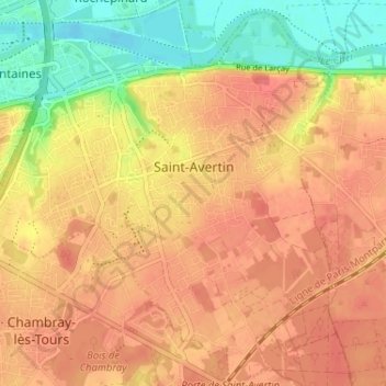 Carte topographique Saint-Avertin, altitude, relief