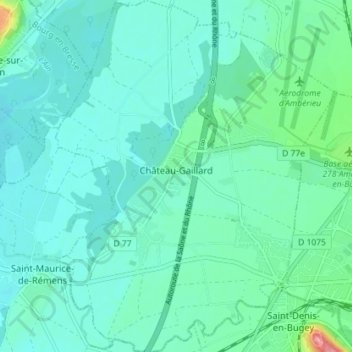 Carte topographique Château-Gaillard, altitude, relief