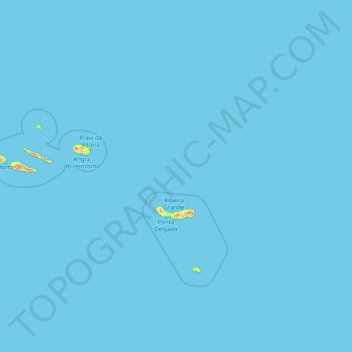 Carte topographique Açores, altitude, relief