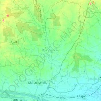 Carte topographique Manachanallur, altitude, relief