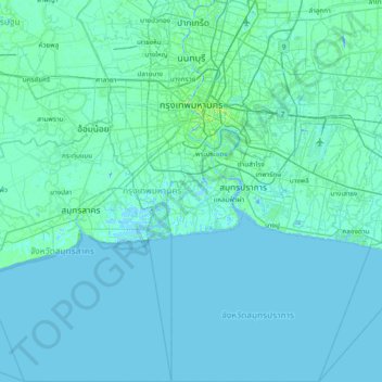 Carte topographique Bangkok, altitude, relief