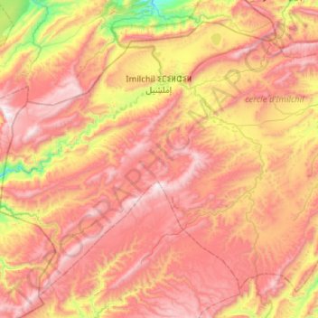 Carte topographique Imilchil, altitude, relief