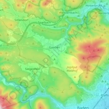Carte topographique Gaaden, altitude, relief