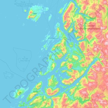 Carte topographique Sømna, altitude, relief